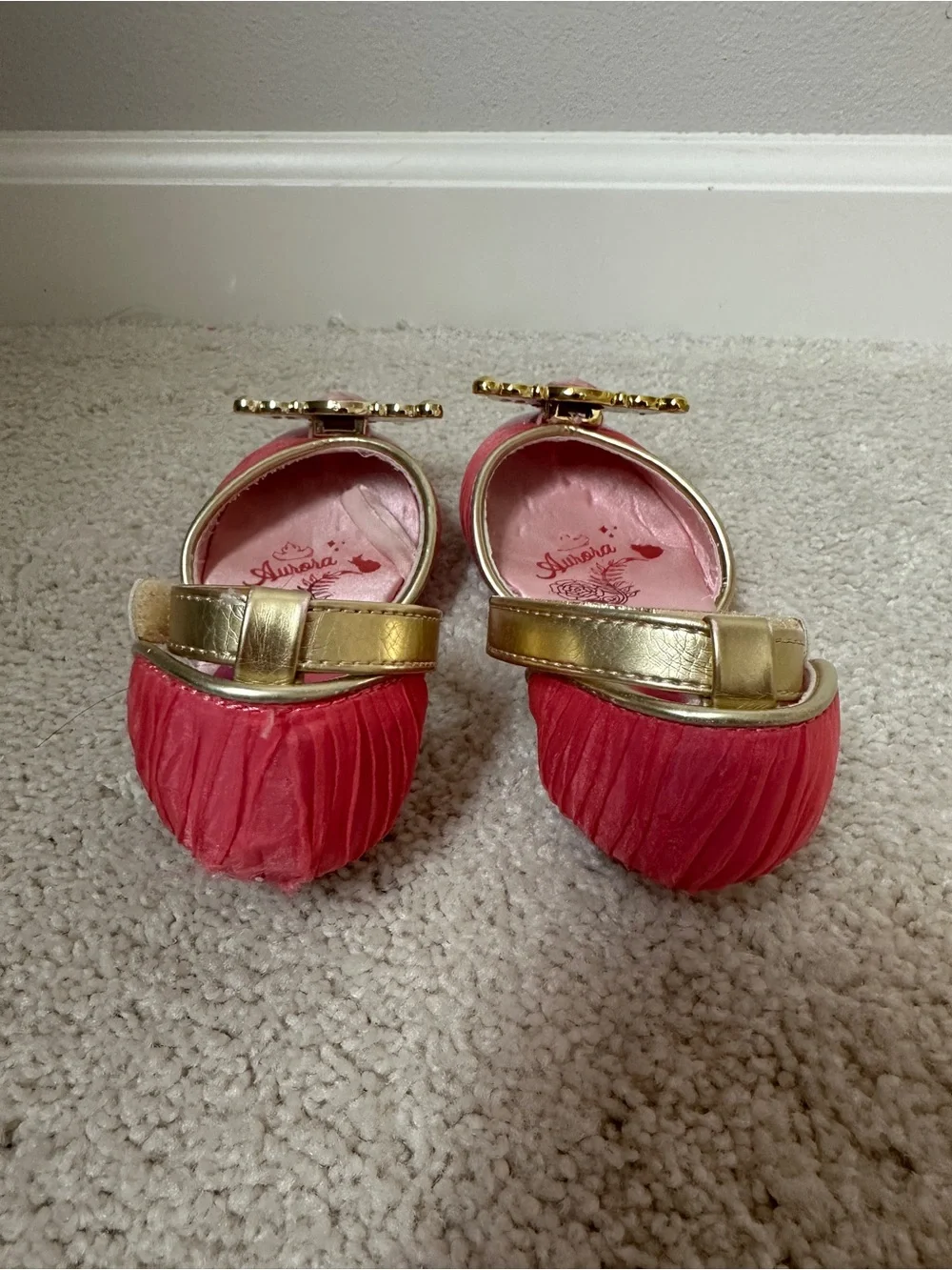 Disney Pink Aurora Gemstone Ankle-Strap Dress-Up Play Shoes Size 7